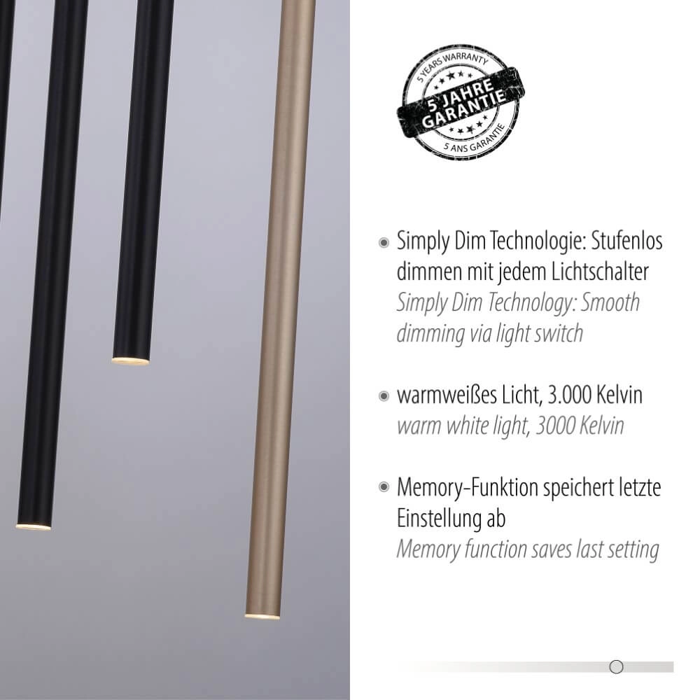 Lampe suspendue unique Flute 10 lumières Paul Neuhaus 4012248374788