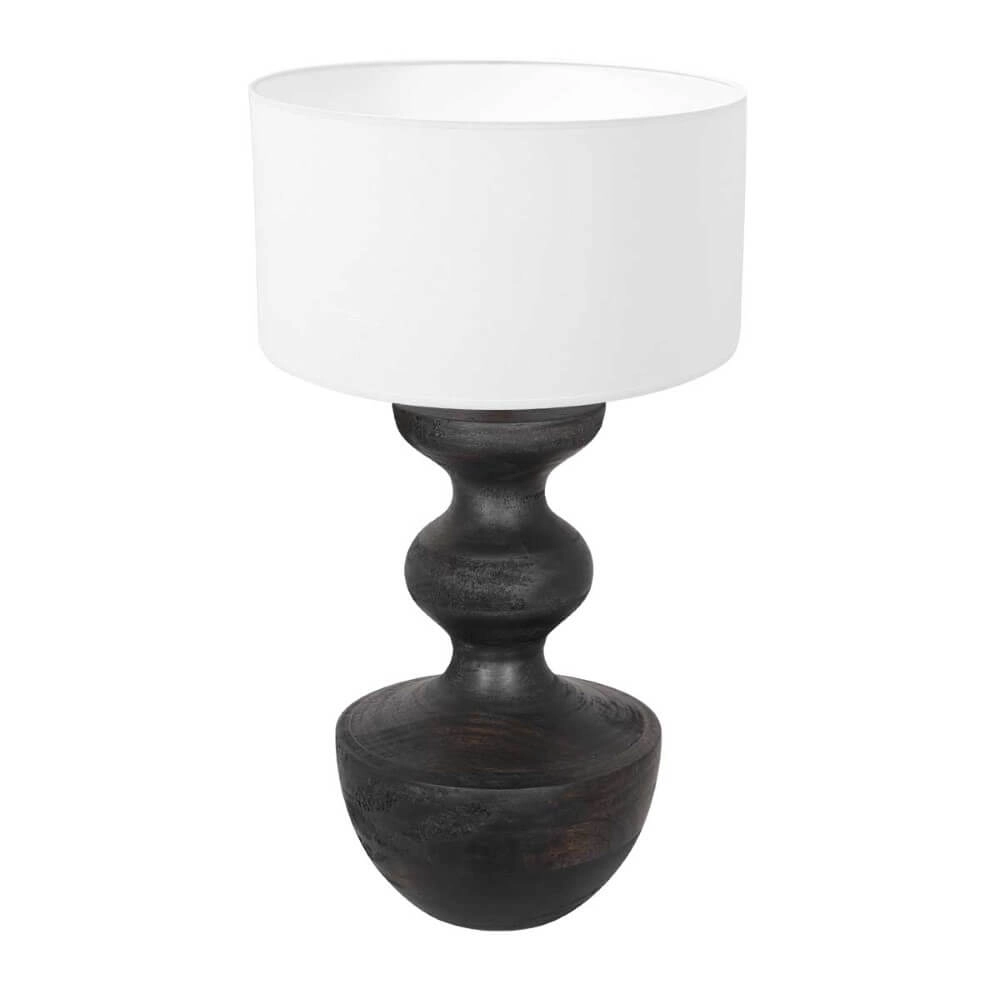 Lampe de table rurale Lyons S avec abat-jour en chintz blanc