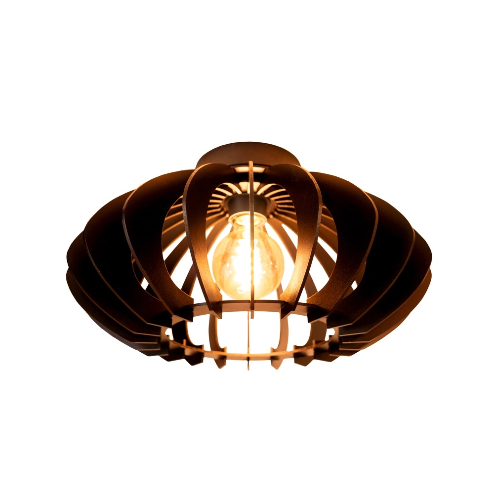 Lampe de plafond en bois Cossano 3 noir - Ø 45cm