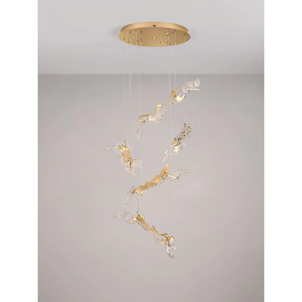 Lampe pendante dorée Avesa avec du verre transparent Ø 60 cm Lyora 5212063500433