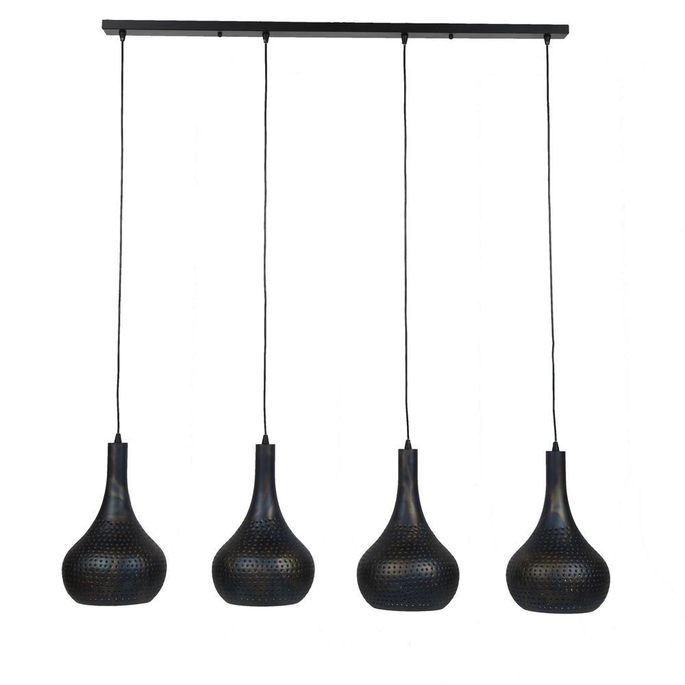 Lampe suspendue à trou pour table à manger Punch 4x E27 - brun noir Lyora 8716803512979
