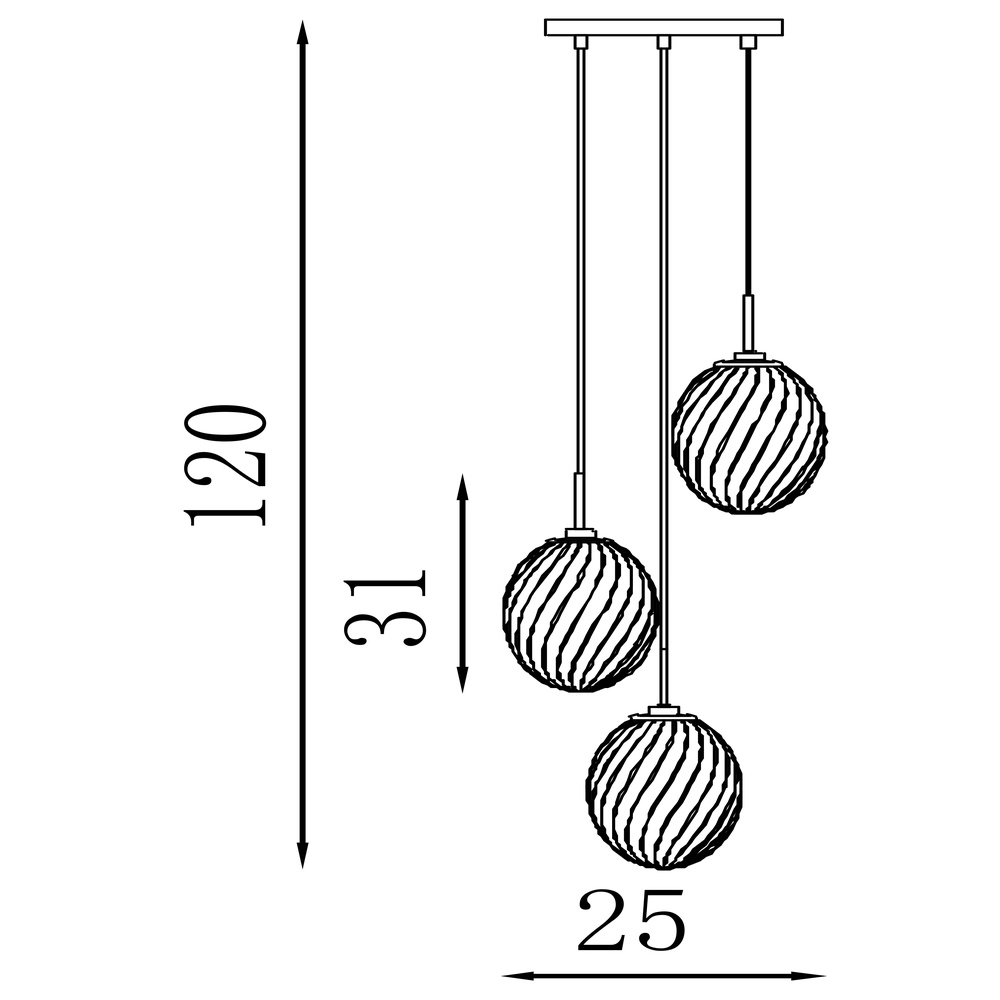 Suspension 3 lumières Whirl verre rond coloré Searchlight 5053423285924