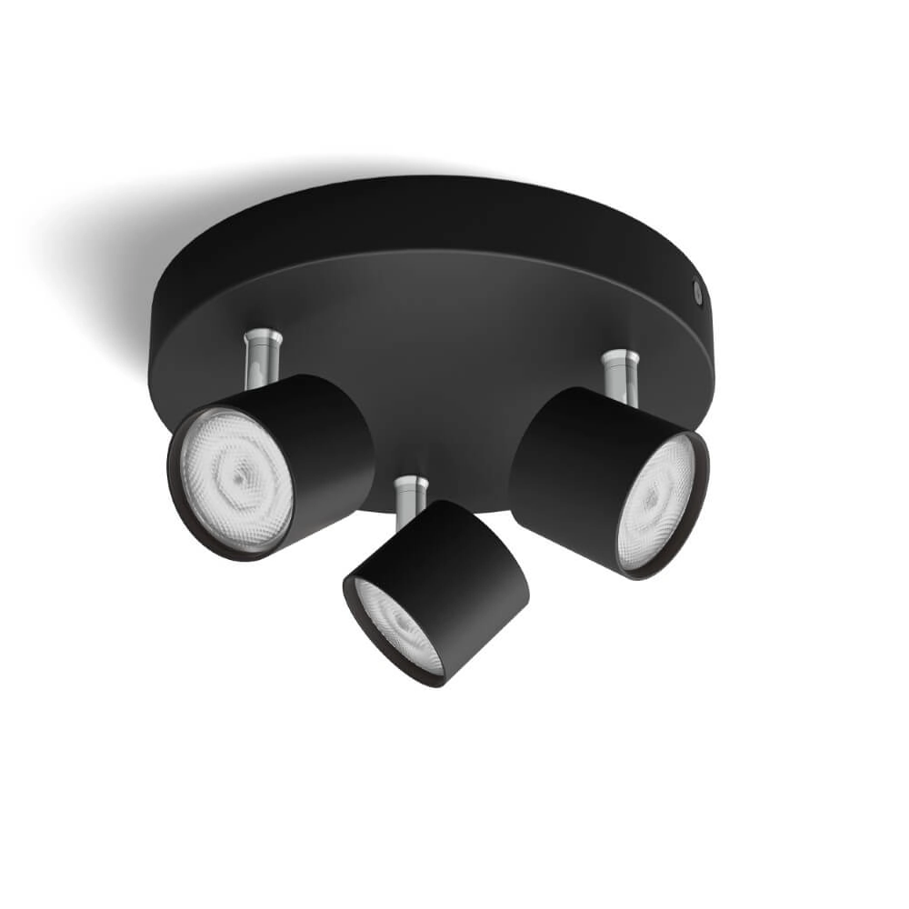 Spot de plafond LED noir Star 3 lumières