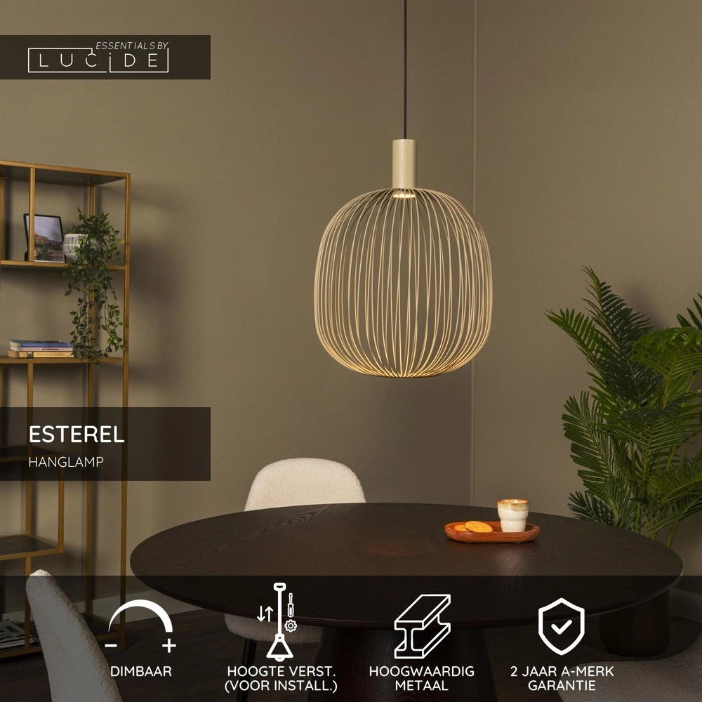 Lampe pendante Ø 40cm Esterel mini GU10 marron sable Lucide 5411212212320