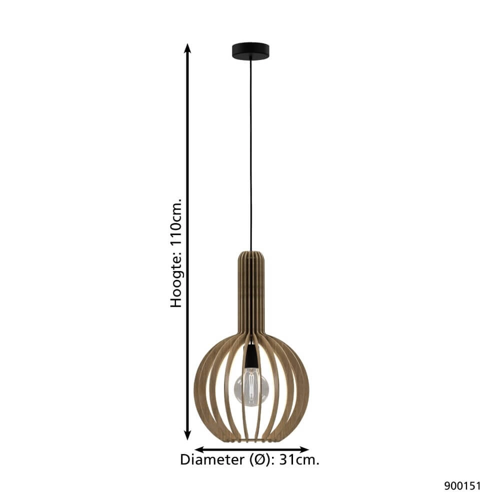 Lampe suspendue en bois Velasco Ø 31 cm Eglo 9008606224043