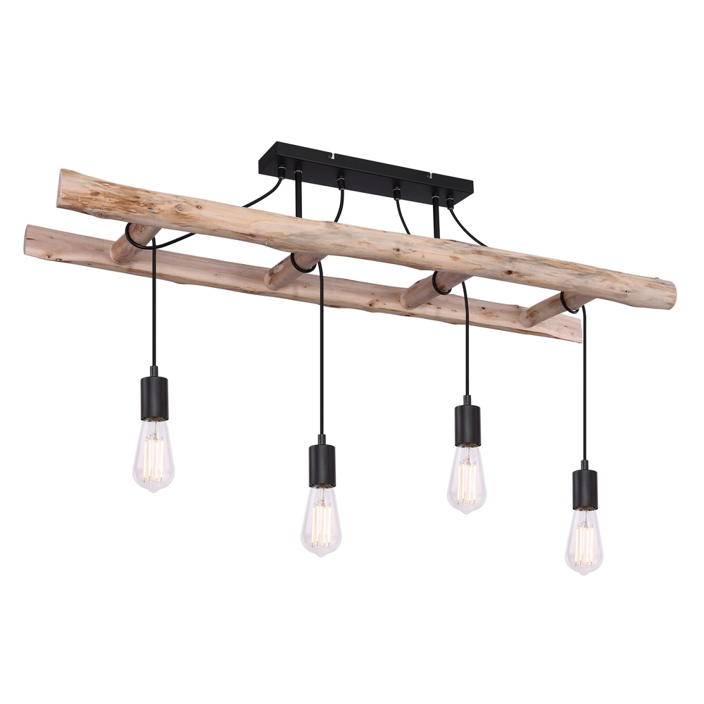 Lampe suspendue à 4 lumières Irmgard Bois 80 cm