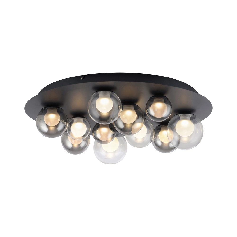 Lampe de plafond à 11 lumières Pure Popup Gris mystique avec verre fumé Paul Neuhaus 4012248397176