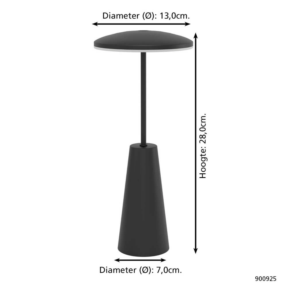 Lampe de table noire Piccola Ø 13 cm Eglo 9008606277803