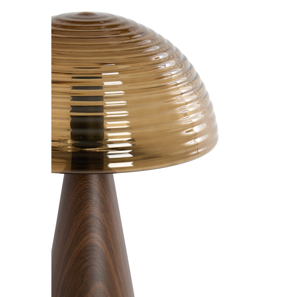 Lampe de table Mueda avec du verre brun et du bois foncé Light & Living 8717807760922