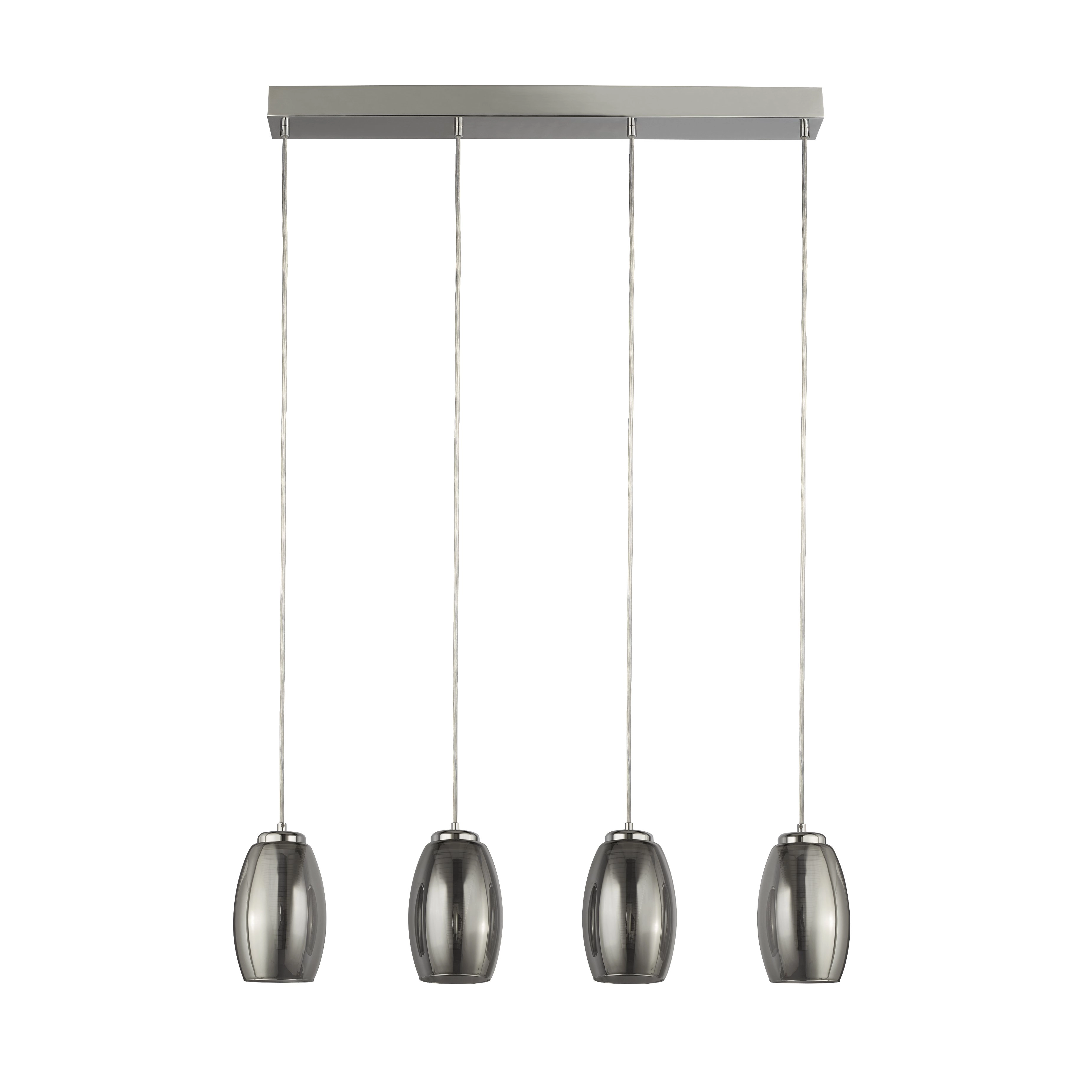Suspension de salle à manger Cyclone chrome avec verre fumé Suspension de salle à manger Cyclone chrome avec verre fumé