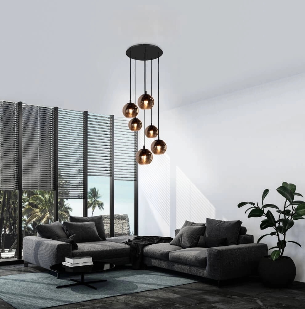 Lampe suspendue 6 lumières Lemorieta noir Stars of Light 9002759396879