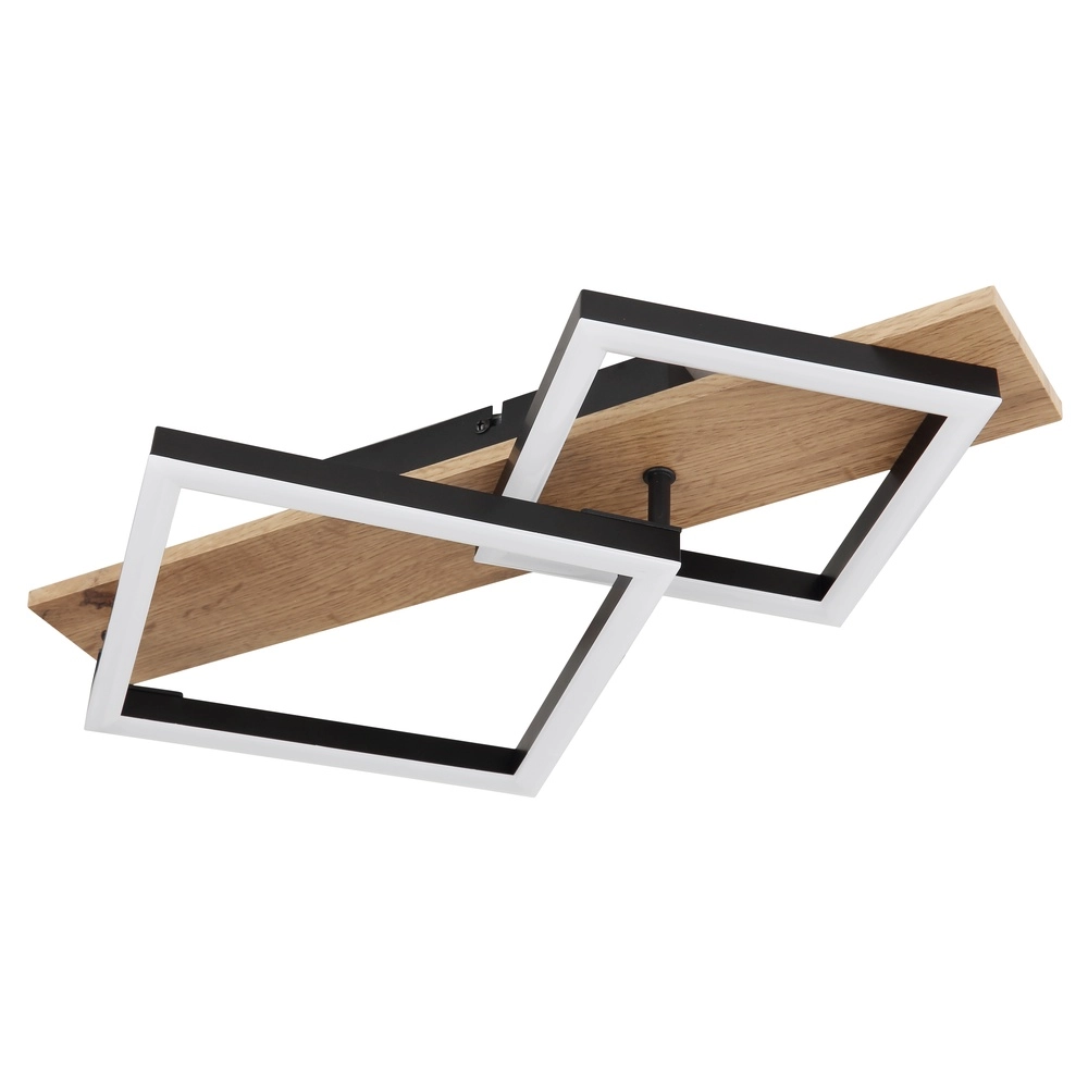 Lampe de plafond Beatrix 47,5 cm carrés noirs avec du bois Globo 9007371457380