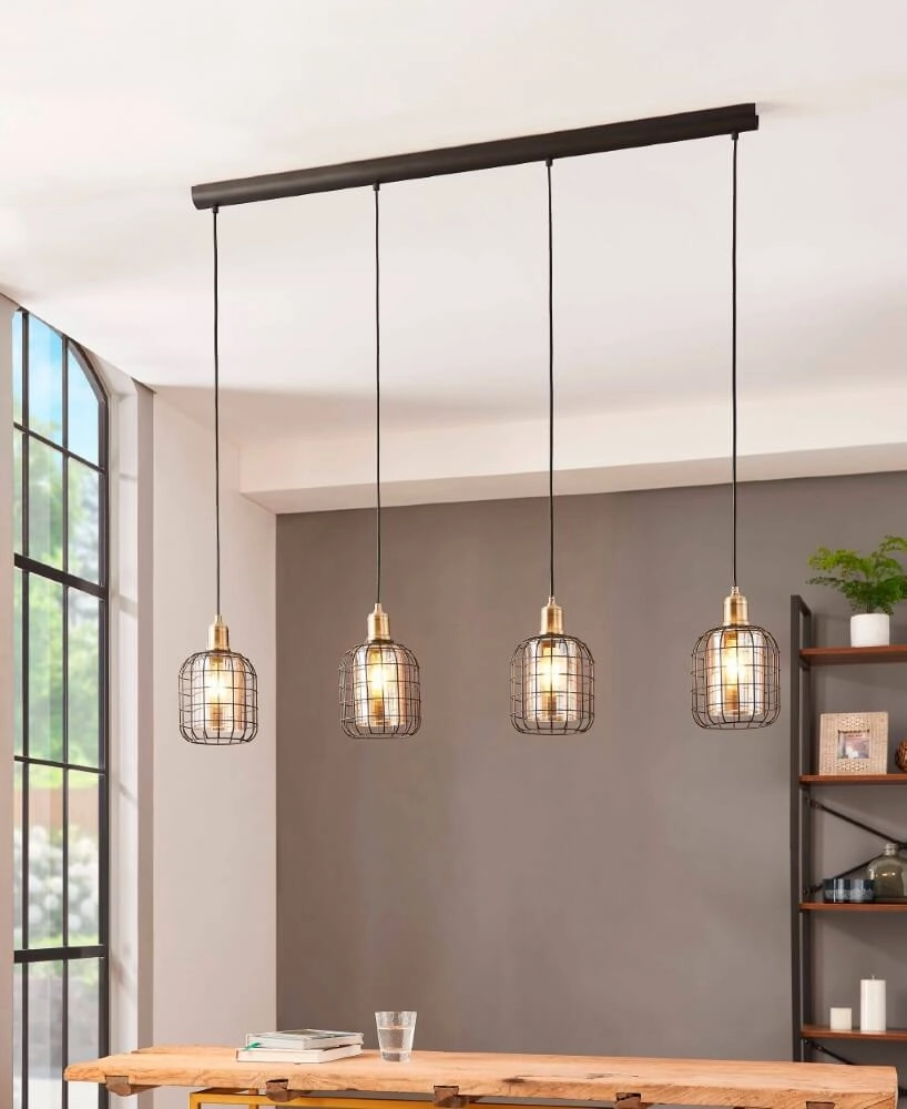 Lampe suspendue pour salle à manger Chisle avec verre ambré Eglo 9002759435288