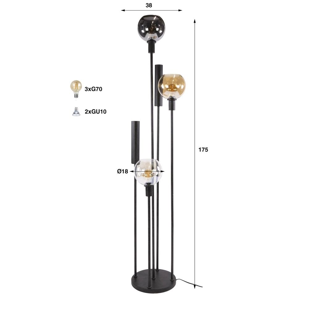 Lampe de pied Sfera avec des lunettes et des surluminateurs Lyora 8716803512412