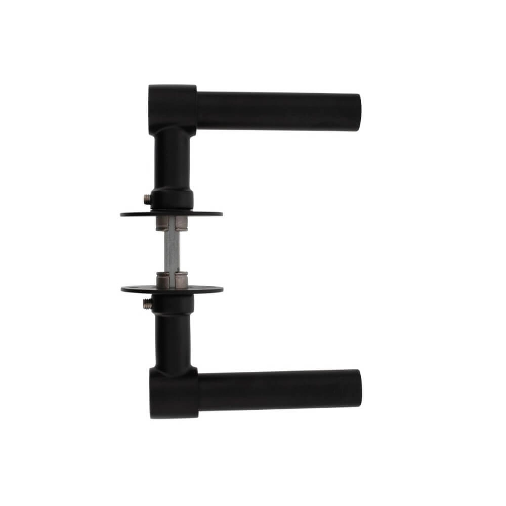 Poignée de porte L/L Krucko avec rosace plate 2mm noir Intersteel 8714186458228