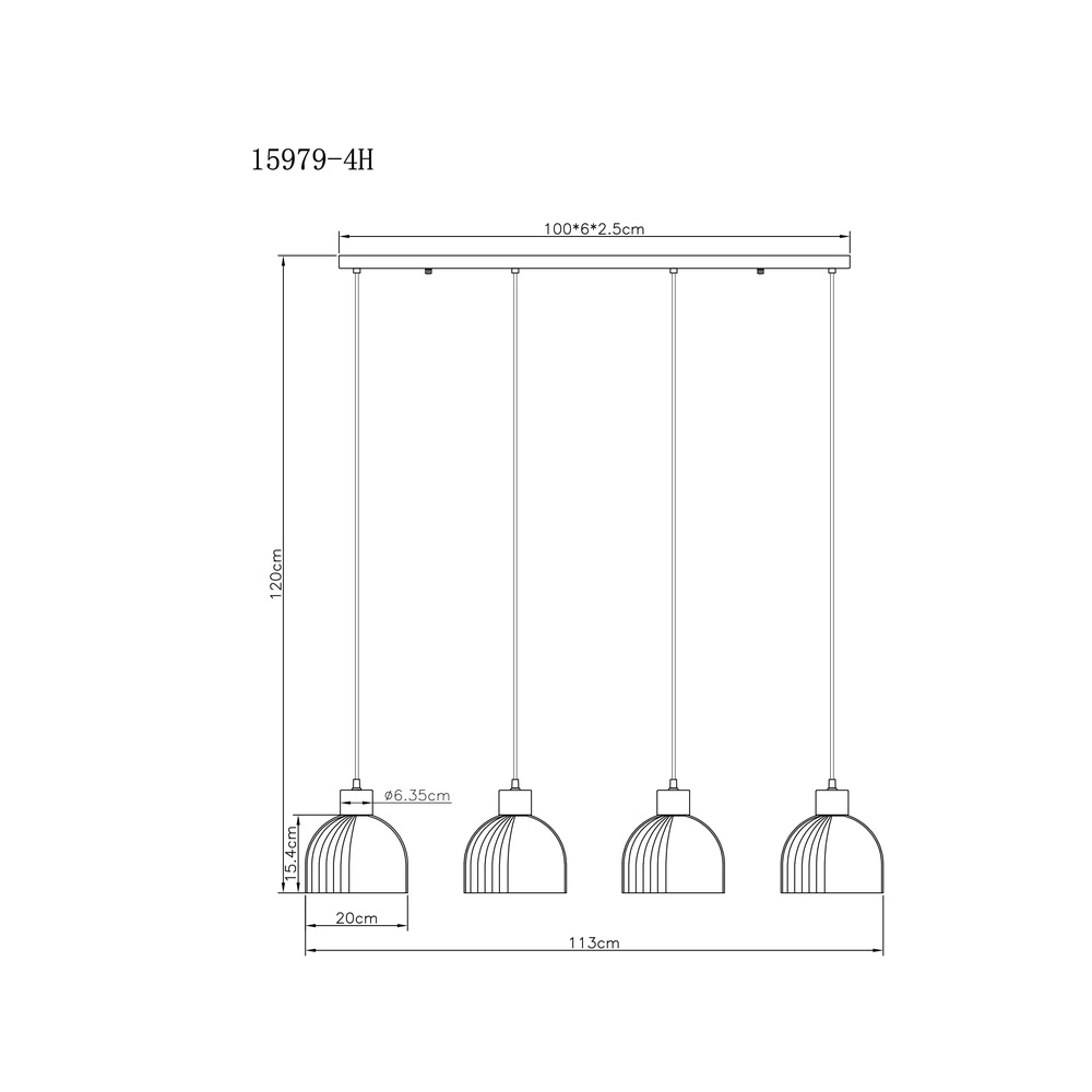 Lampe suspendue à 4 lumières Swanson Noir Globo 9007371583652