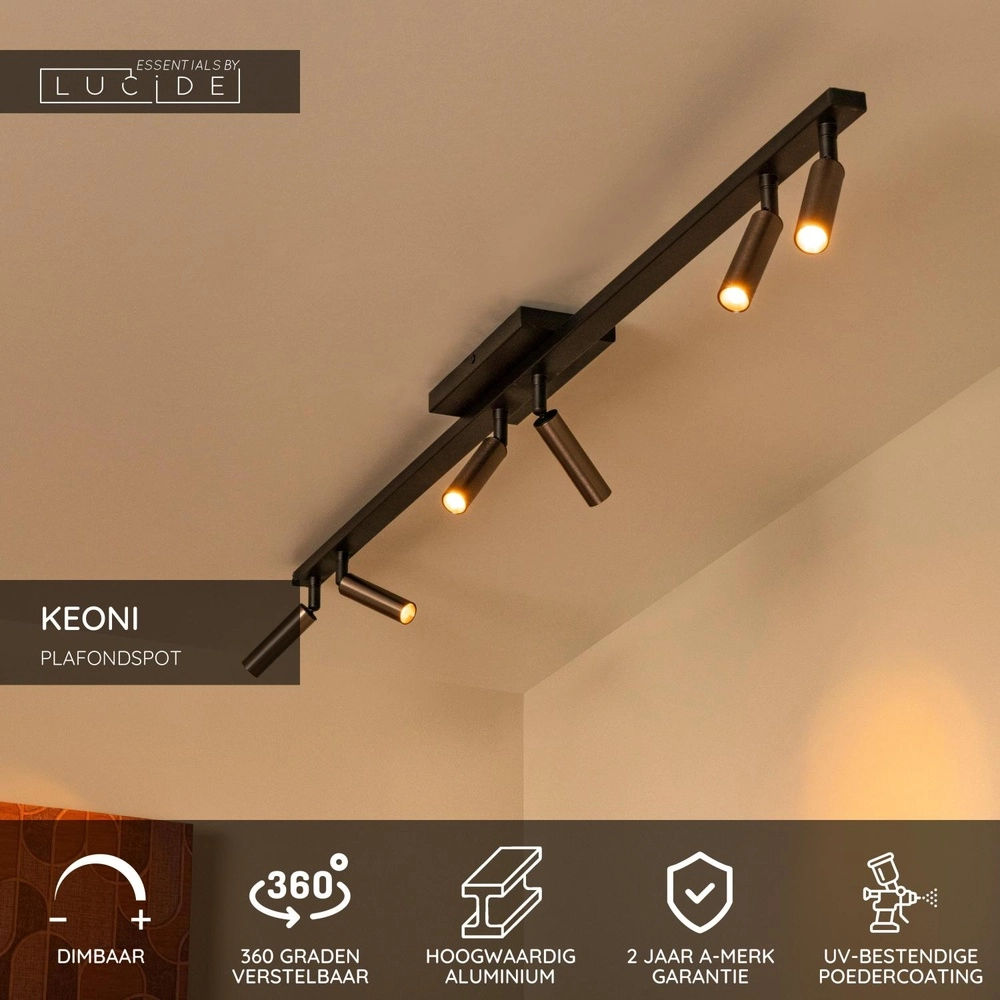 Projecteur de plafond Keoni 6-café brun clair Lucide 5411212094162