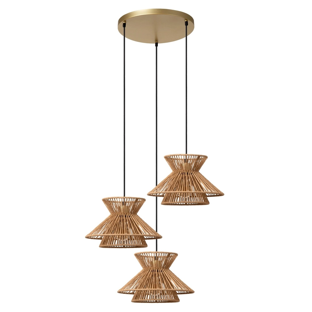 Lampe suspendue Tasman Rotin à 3 lumières