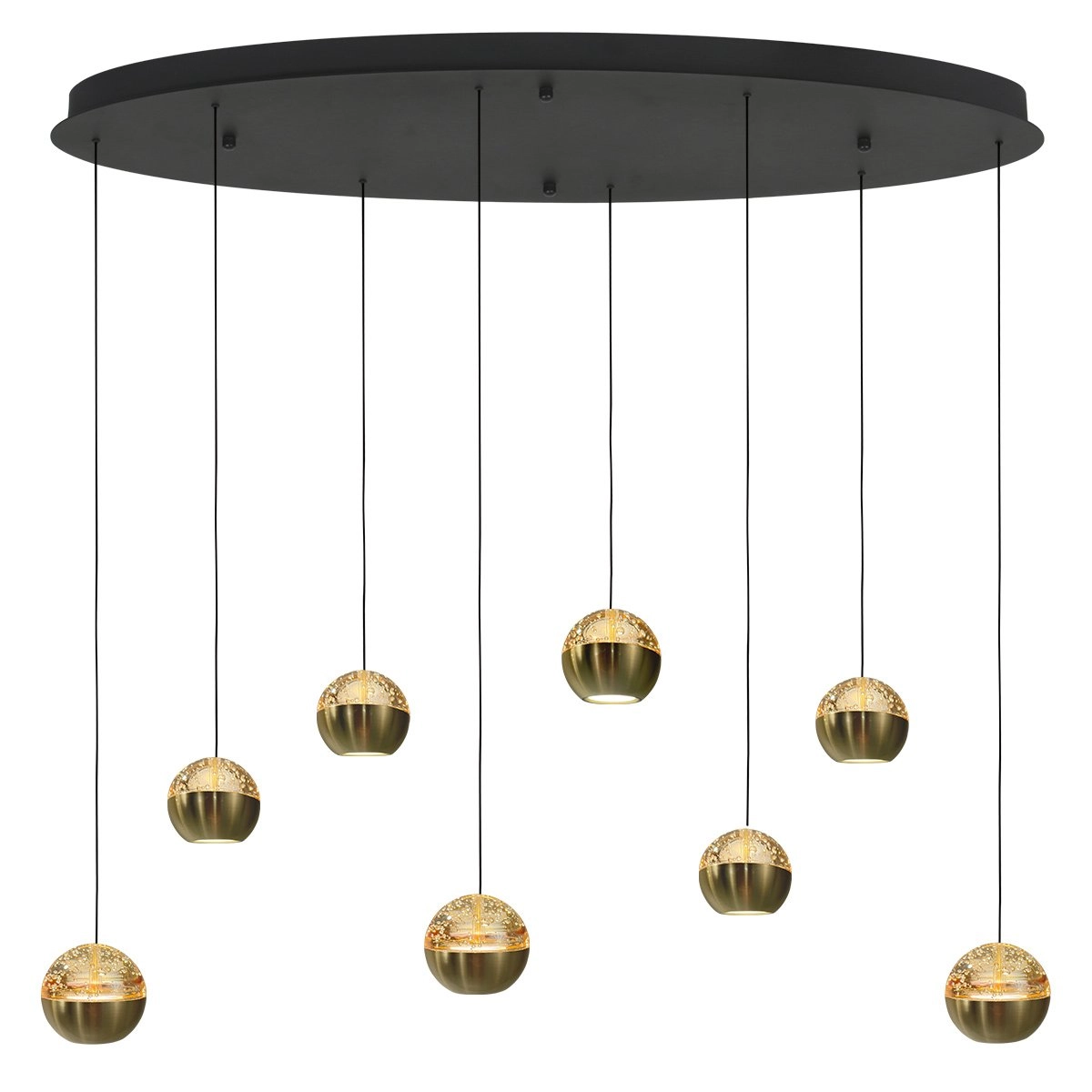 Lampe suspendue ovale Belluno LED 8 lumières - laiton