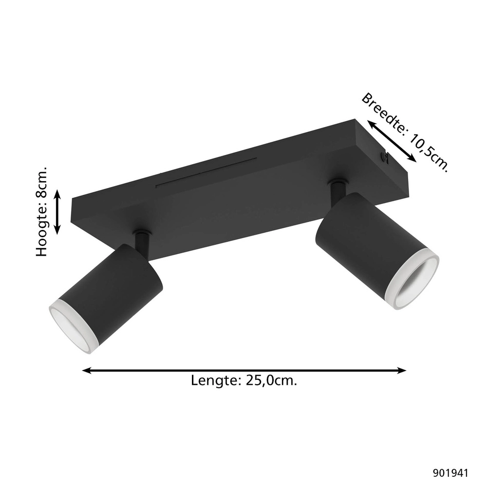 Spot apparent intelligent Melitello-Z noir 2 lumières Eglo 9008606358120