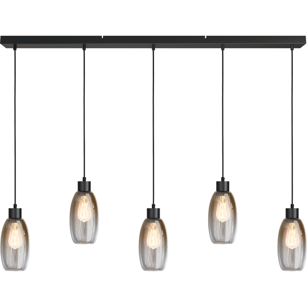 Lampe suspendue en verre Olive 5x Ø 12,5cm - noir
