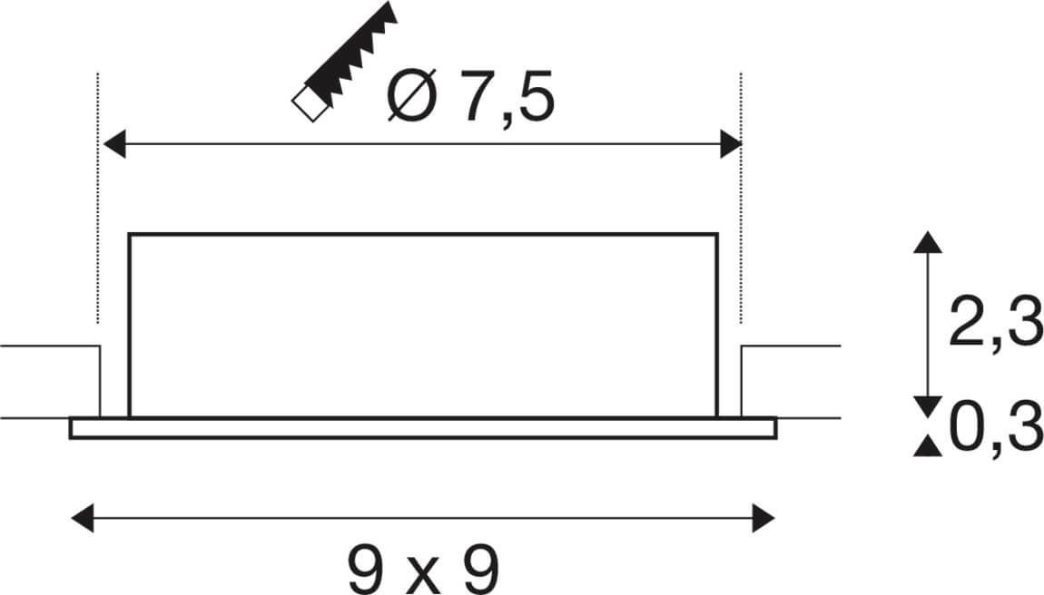 Spot encastré New Tria 75 carré - aluminium - GU10 SLV 4024163276108