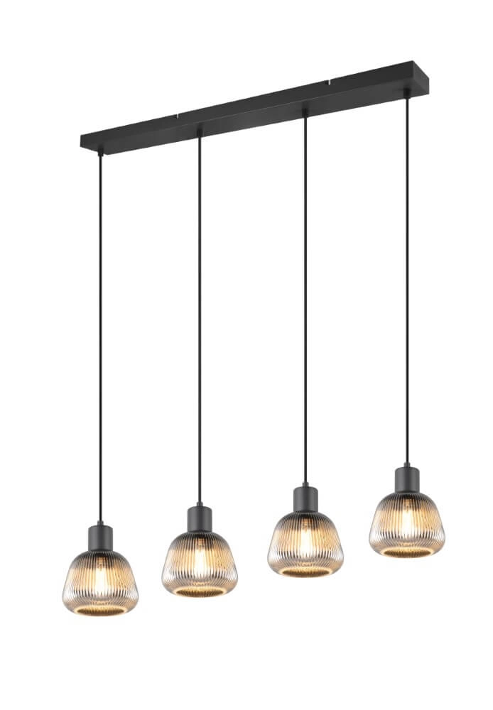 Lampe suspendue pour table à manger Tarifa avec verre strié Lampe suspendue pour table à manger Tarifa avec verre strié