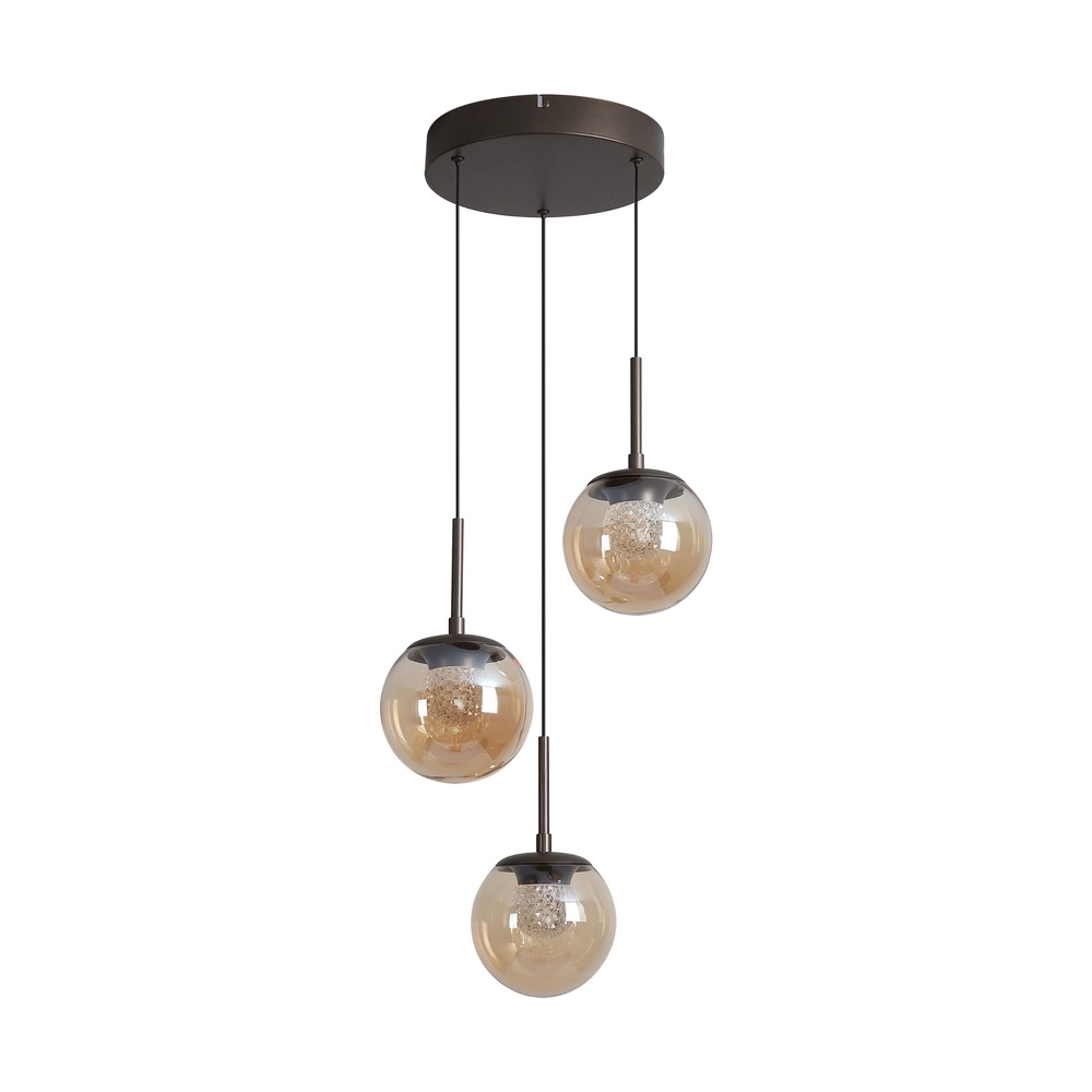 Lampe pendante de conception Solis 3 feux en bronze Ø 35 cm Searchlight 5,05342E+12