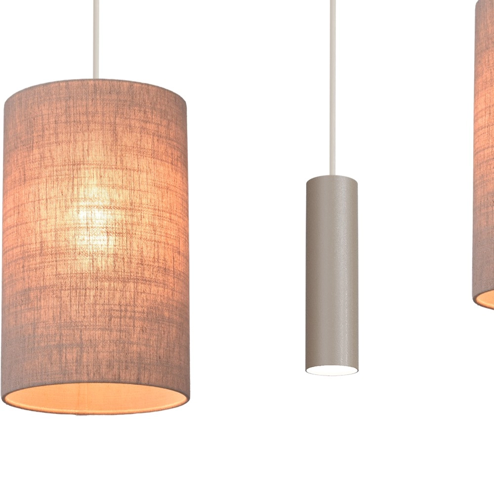 Lampe suspendue à 6 lampes Lisbourg Terra beige avec teinte gris beige Masterlight
