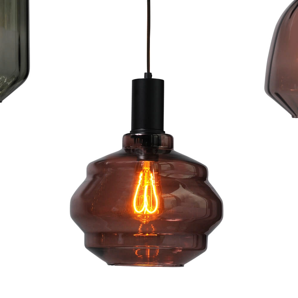 Lampe suspendue 5 lumières - noire - Porto avec des lunettes différentes Masterlight 8718121270388