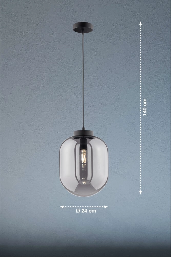 Lampe à suspension en verre fumé Regi Ø 24 cm Fischer & Honsel 4003694607100