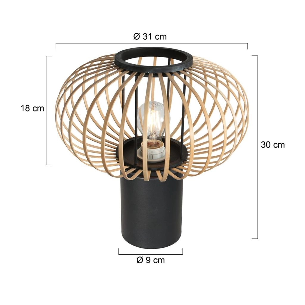 Lampe de table Silva avec une ombre en bambou Ø31 cm Steinhauer 8712746182934