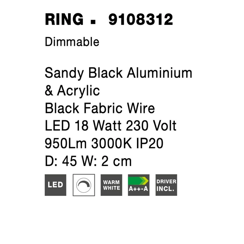 Lampadaire Ring noir Ø 45cm Lyora 5212017428134