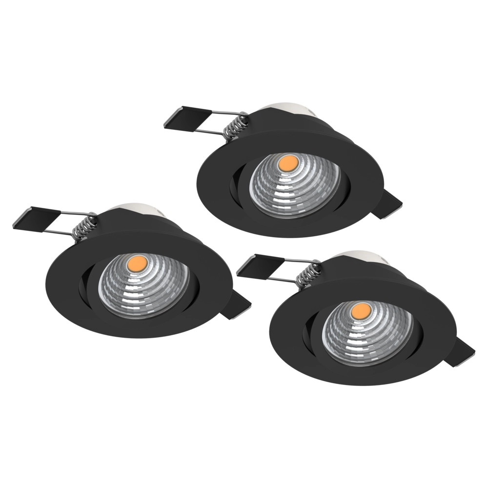 Lot de 3 spots encastrés Saliceto noir Ø 8.8cm - 6.4W Lot de 3 spots encastrés Saliceto noir Ø 8.8cm - 6.4W