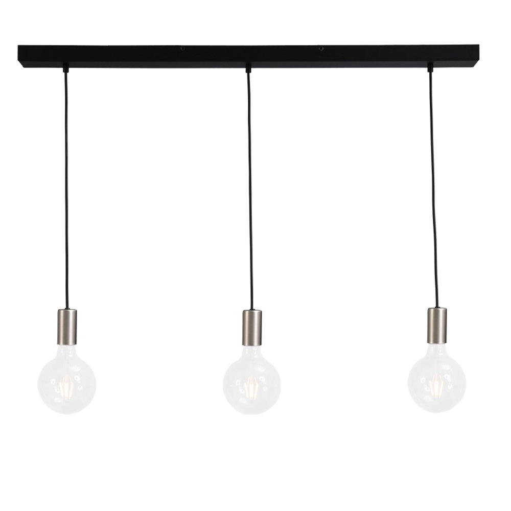 Lampe à suspension Concepto 3 lumières noir avec gris métallisé