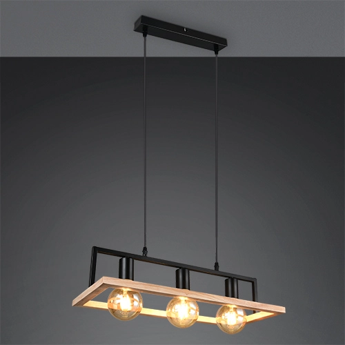 Lampe pendante de conception Bano noir avec bois