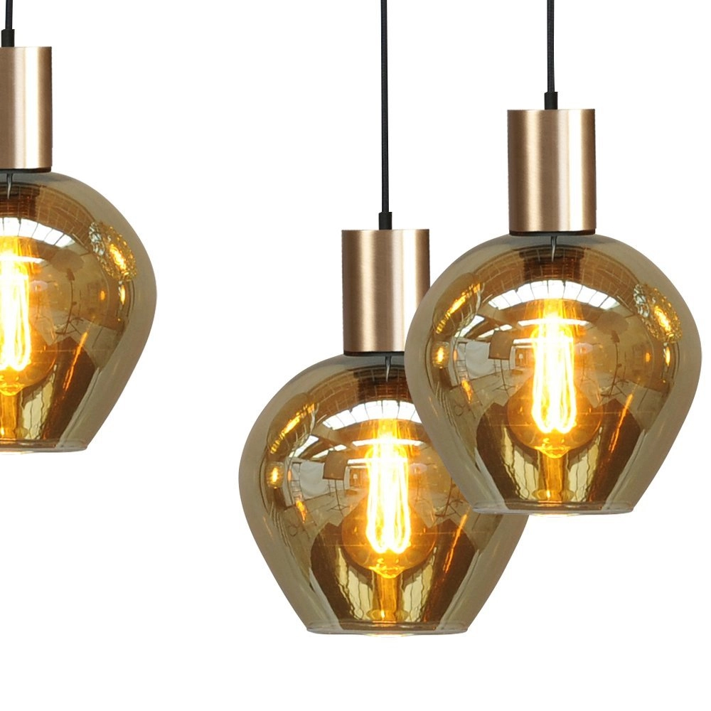 Lampe suspendue noire avec de l'or Bounty Verre rond à 6 lumières Masterlight 8718121247892