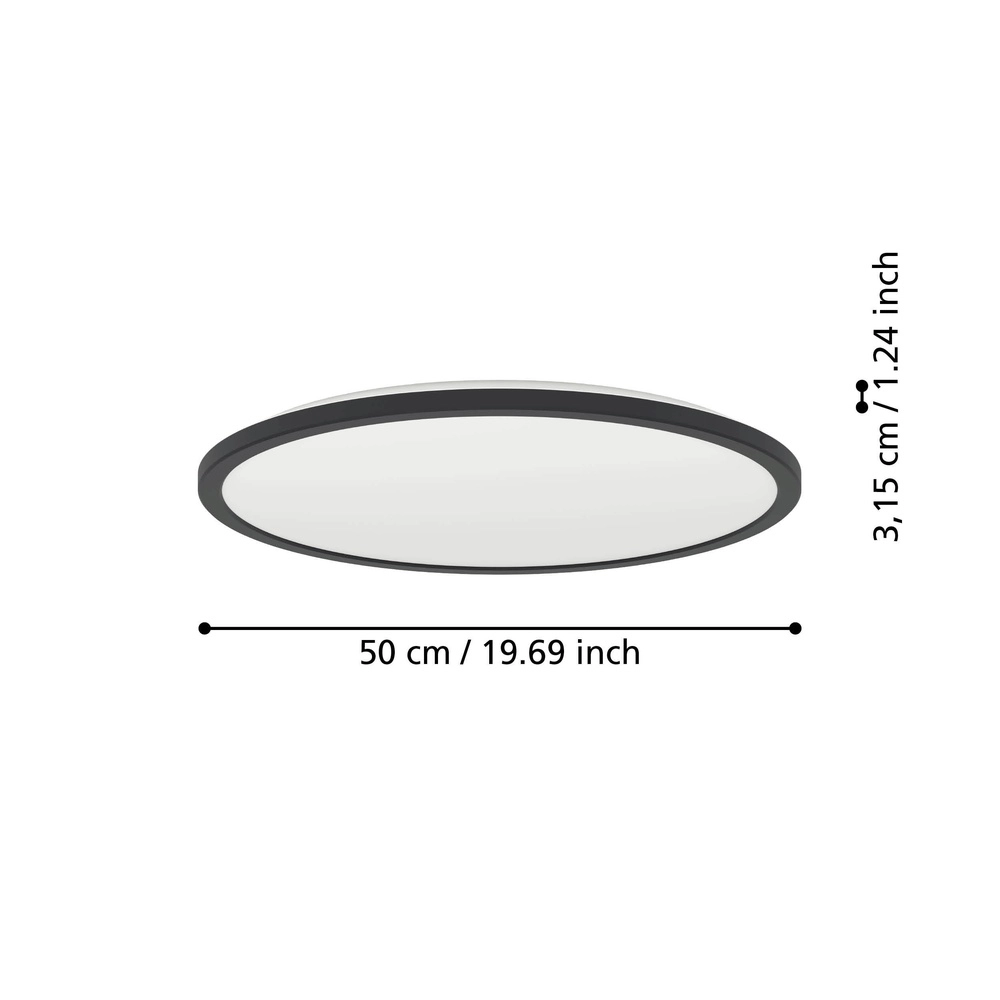 Lampe de salle de bain avec télécommande Rovito-R rond - noir - Ø 50cm Eglo 9008606329991