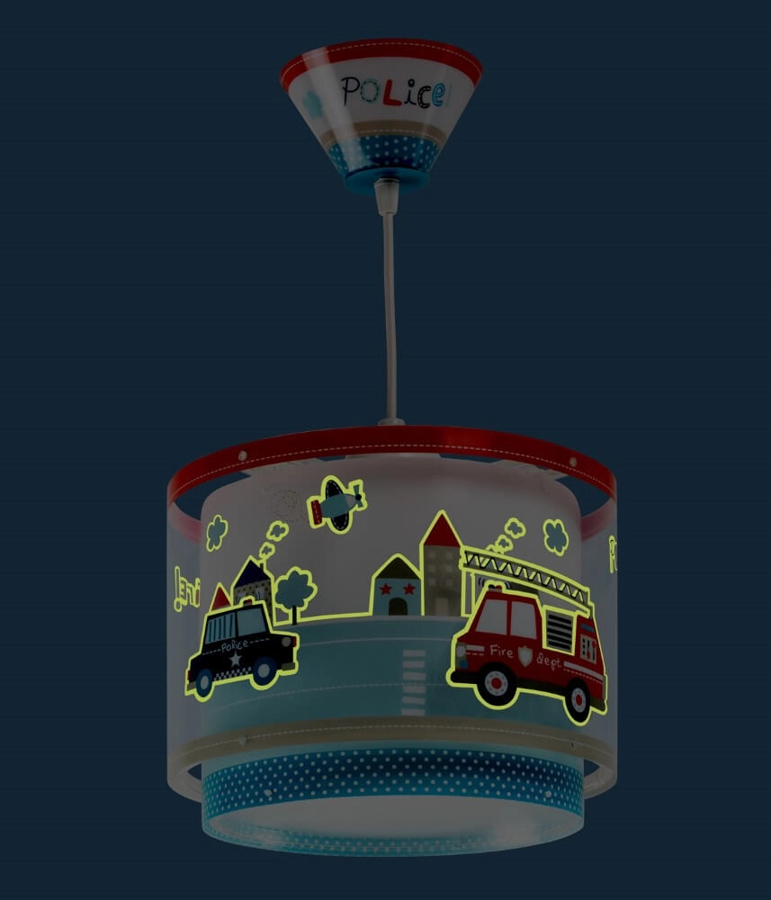 Lampe suspendue chambre d'enfant Police rouge avec du bleu Dalber 8420406606125