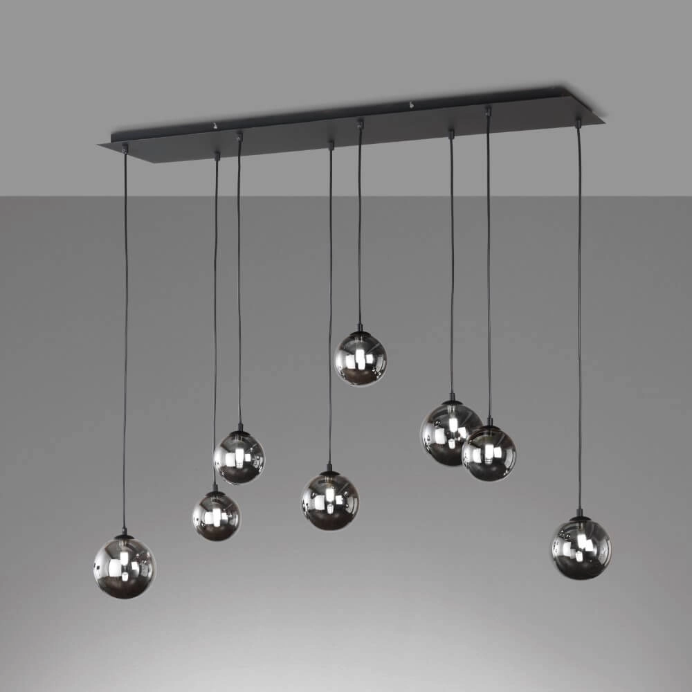 Lampe suspendue 8 lumières Bala noir Fischer & Honsel 4003694609838