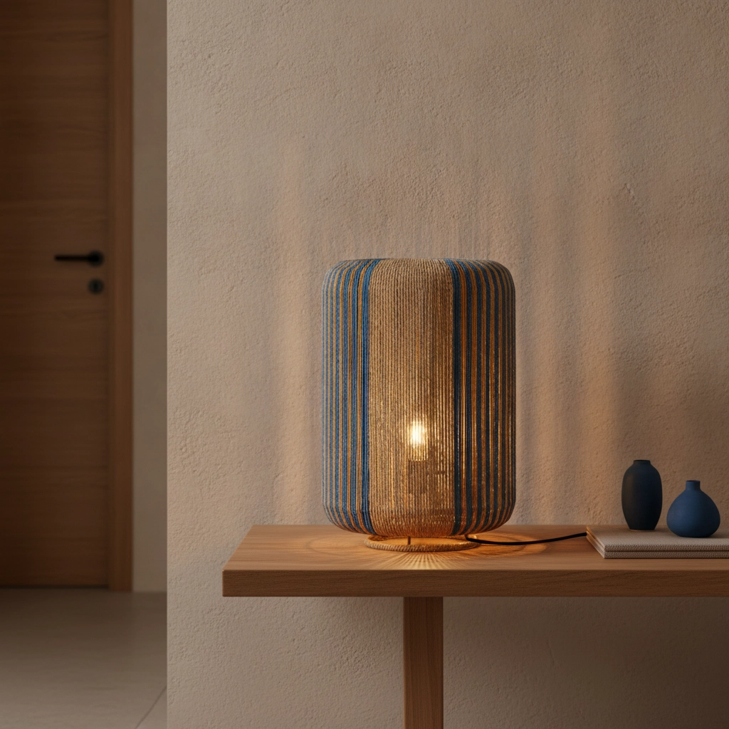 Lampe de table Abby Ø 33cm marron avec bleu