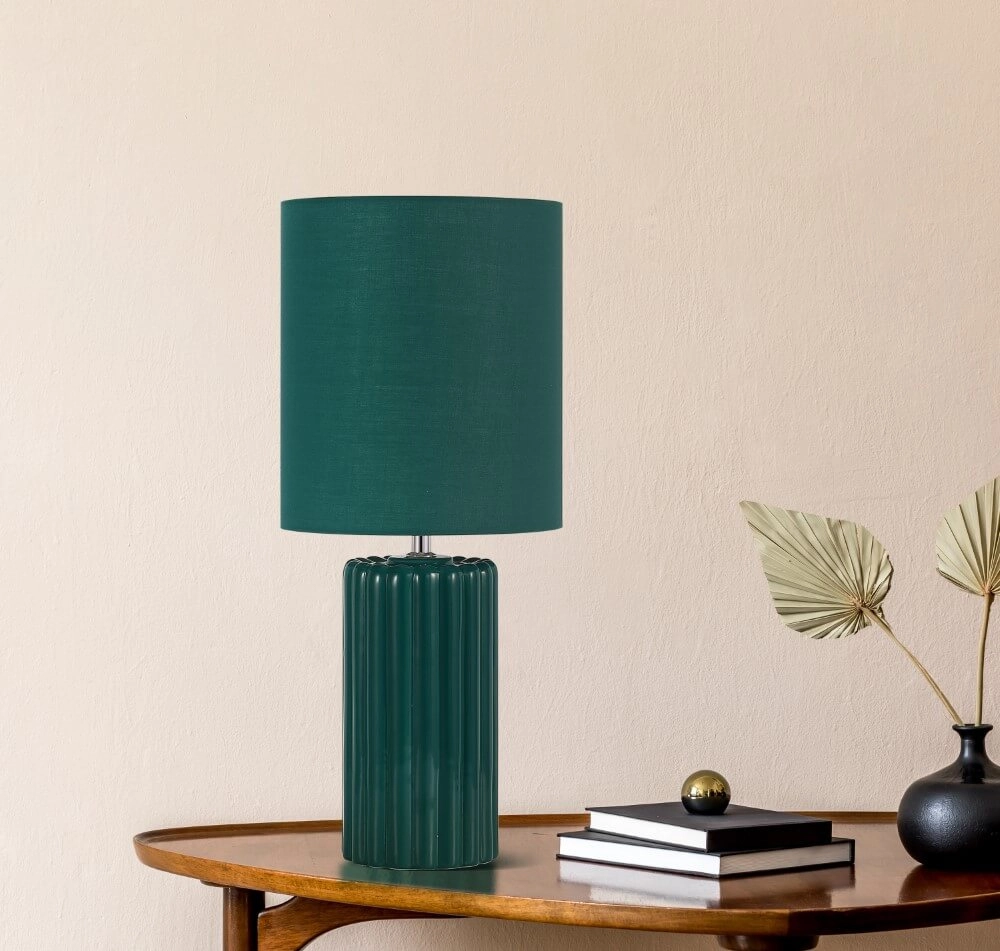 Lampe de table verte Groove céramique Searchlight 5053423274058