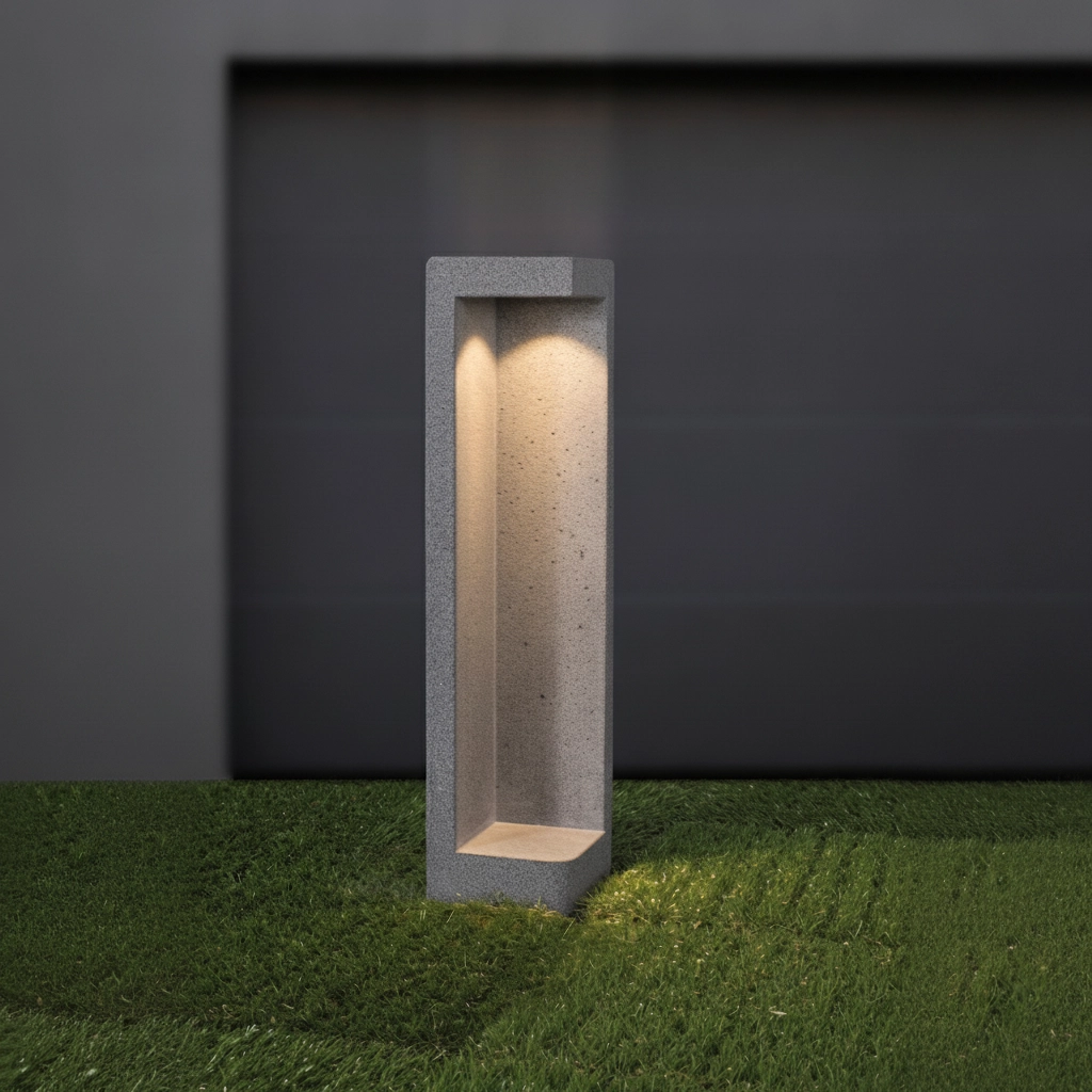 Lampe de jardin design Grante gris béton
