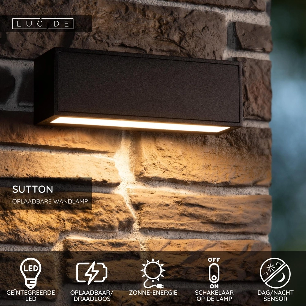 Lampe murale élégante Sutton Noir Lucide 5411212152084