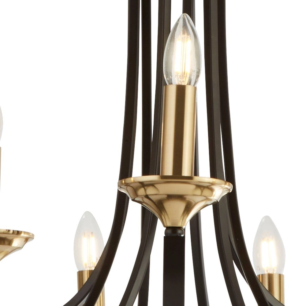 Lustre classique Belfry 9 lumières 78cm bronze et doré Searchlight 5053423135762