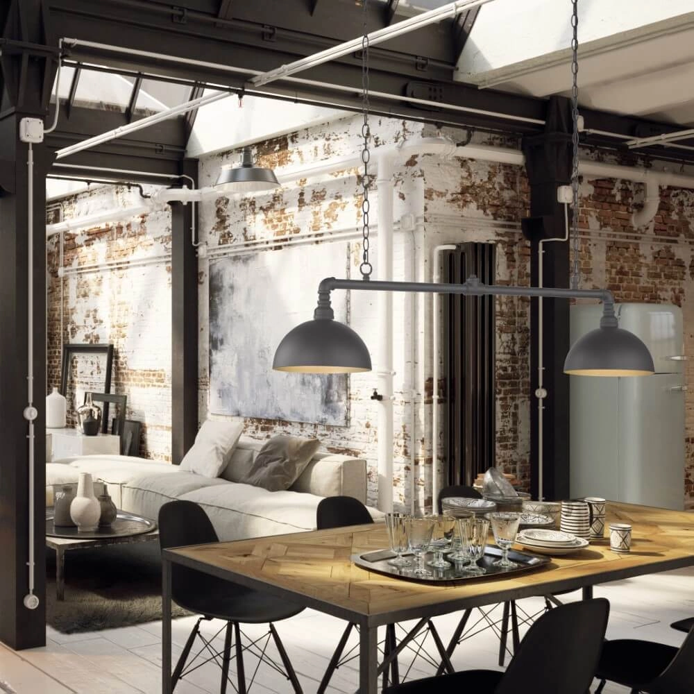 Lampe à suspension industrielle Leitung 2 lumières Fischer & Honsel 4003694606479