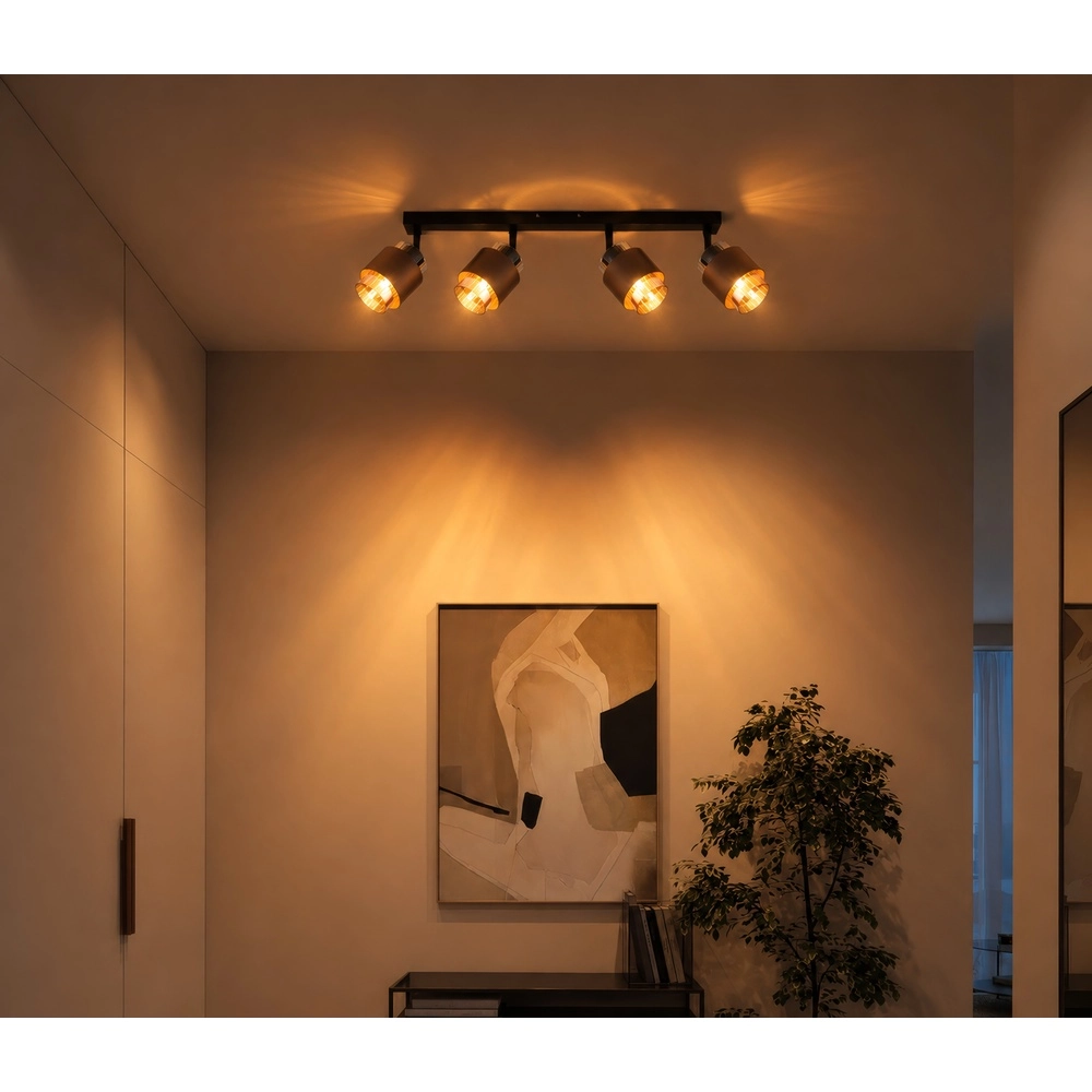 Lampe de plafond à design Milley Noir à 4 lumières Globo 9007371589340