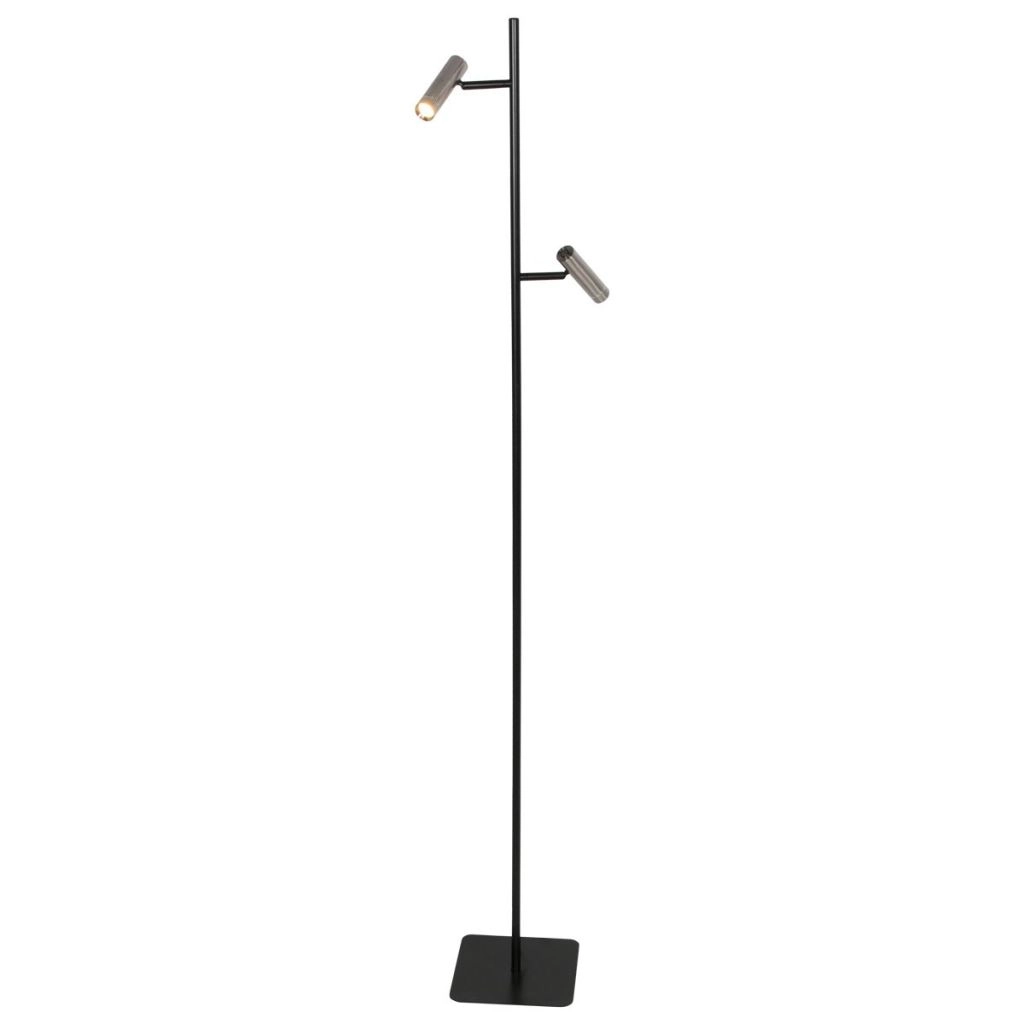 Lampe sur pied à deux lampes Lumo noir avec du nickel Steinhauer 8712746184679