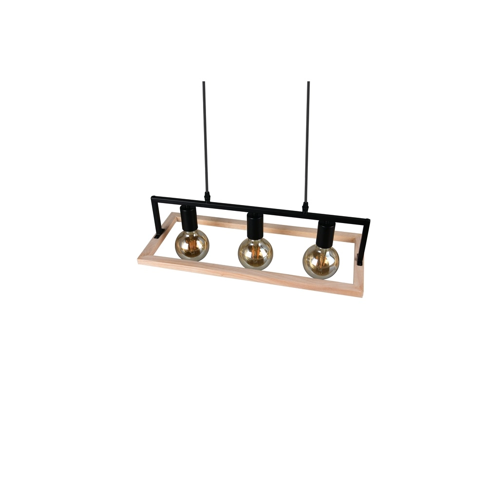 Lampe pendante de conception Bano noir avec bois Trio 4017807673364