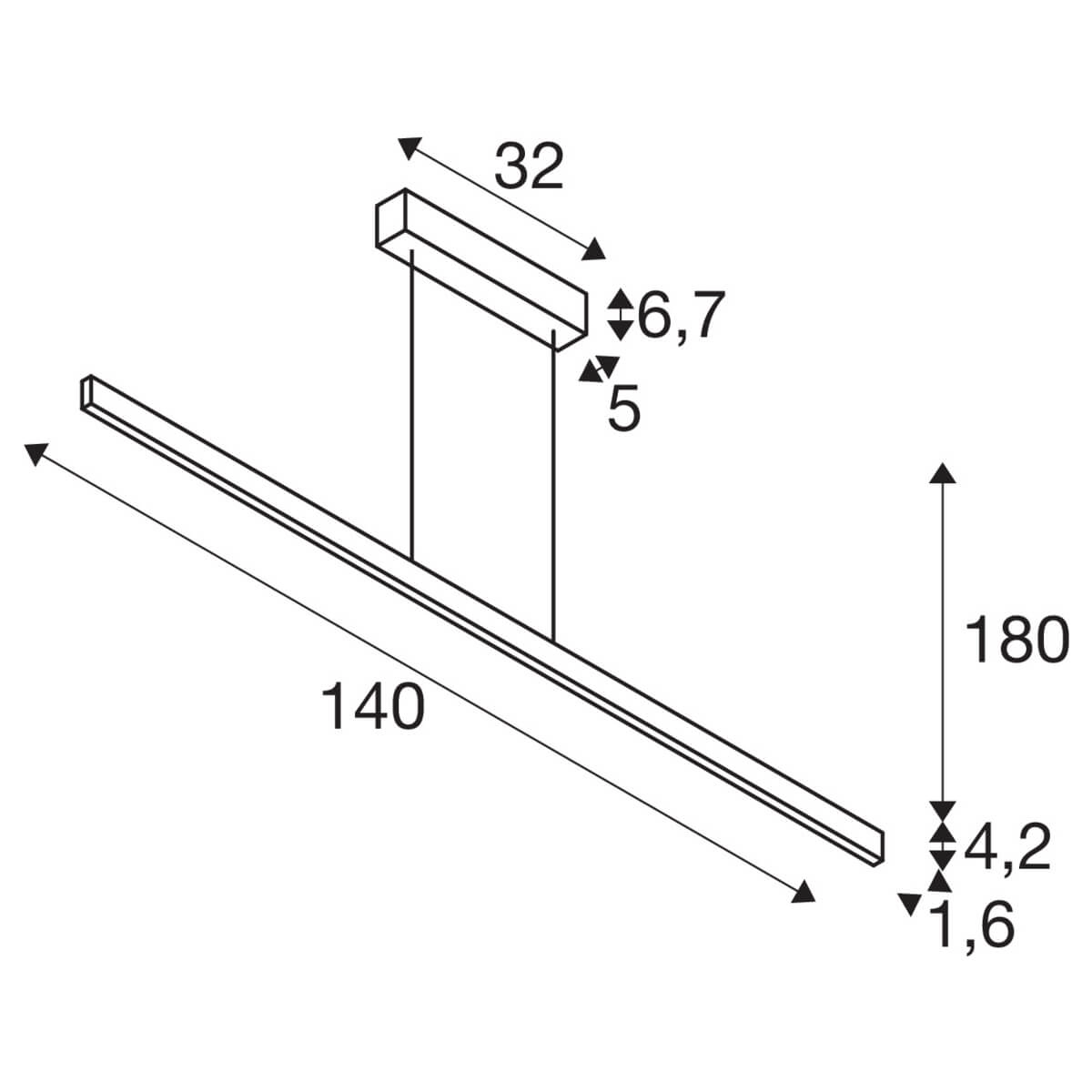 lampe suspendue de bureau One Linear 2x15w Led 140cm laiton mat SLV 4024163262637